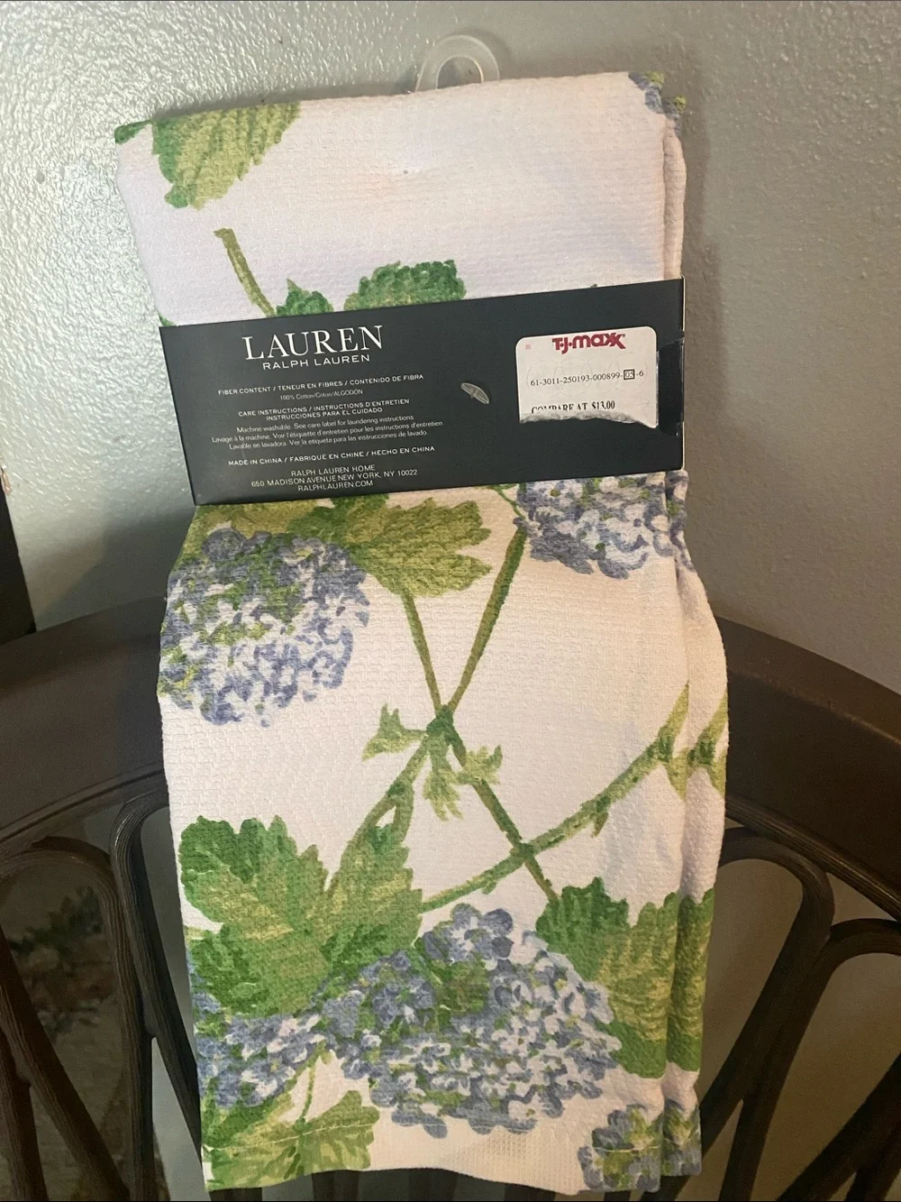 Lauren Ralph Lauren Green & Blue Hydrangea Kitchen Towels, Set of 2